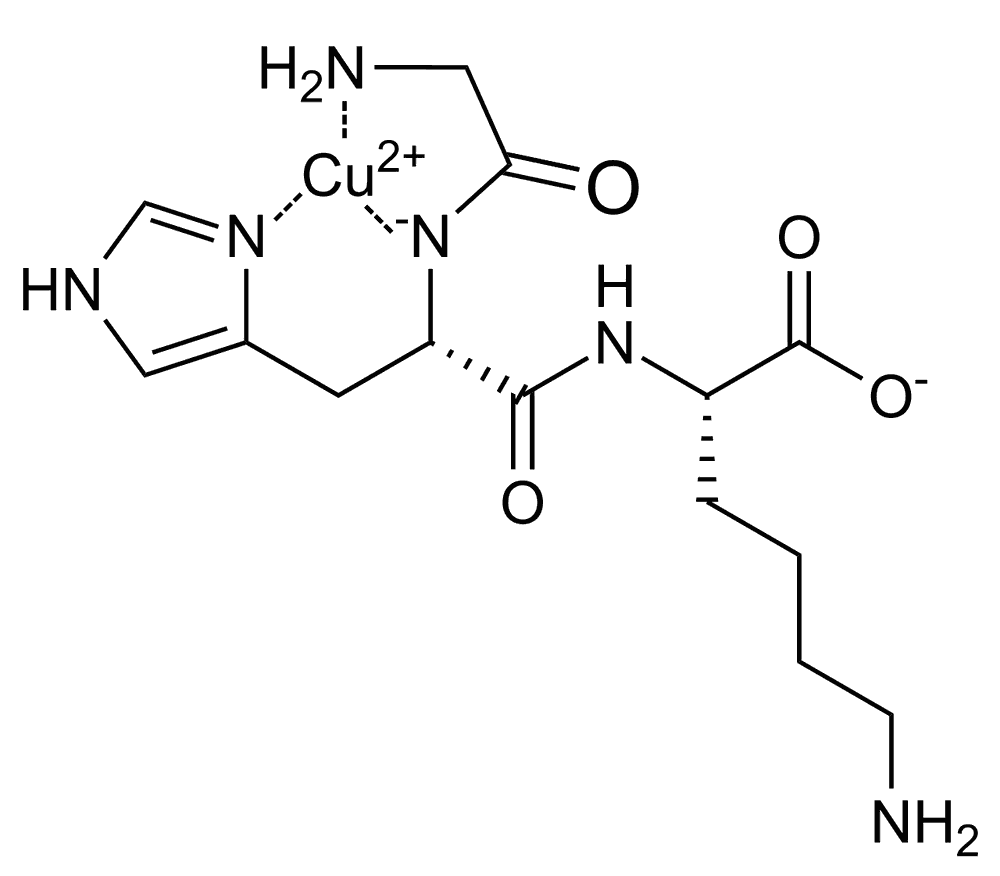 Skeletal structure of the copper peptide GHK-Cu