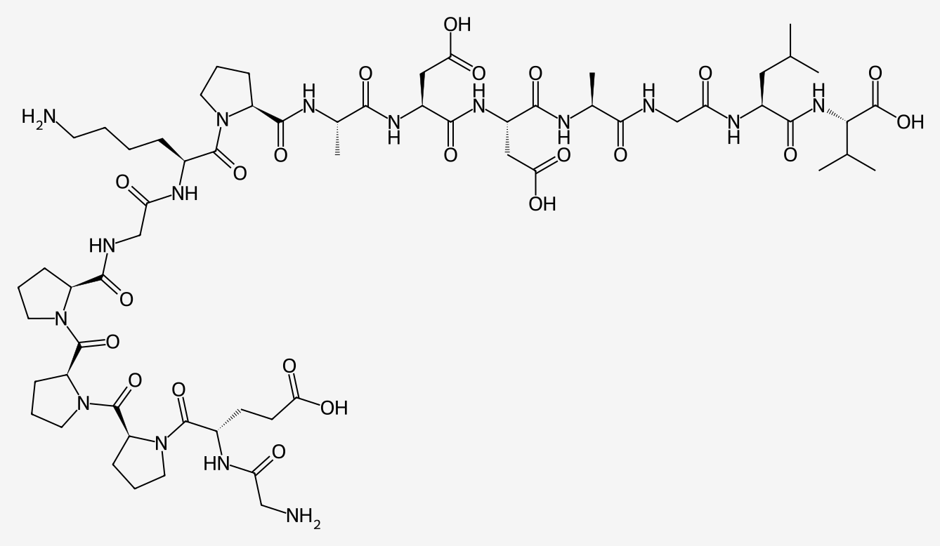 Two-dimensional chemical structure of BPC-157, drawn from PubChem structure data