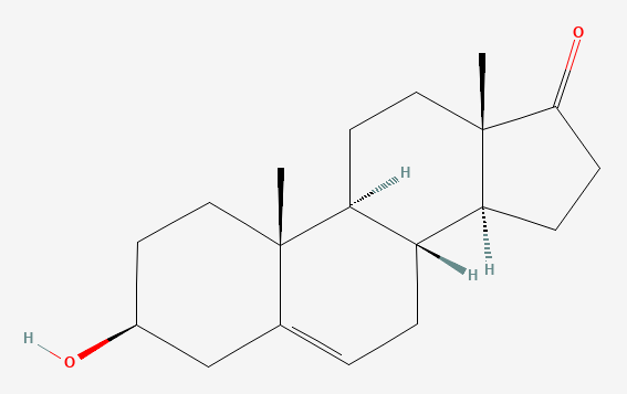 Two-dimensional chemical structure of DHEA, as depicted by PubChem