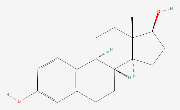 Two-dimensional chemical structure of Estradiol, as depicted by PubChem