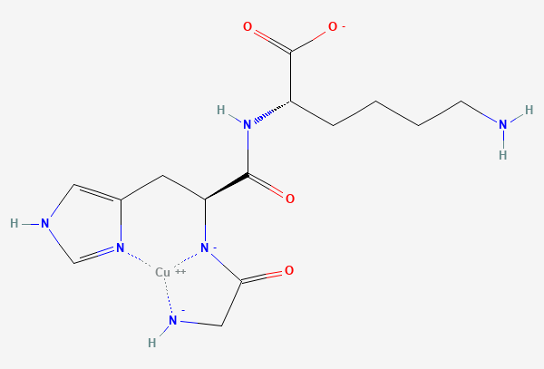 Two-dimensional chemical structure of GHK-Cu, as depicted by PubChem