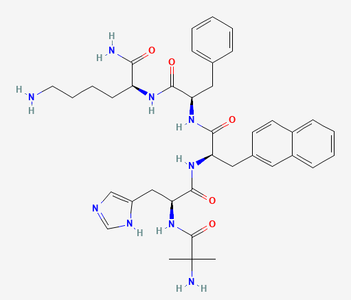 Two-dimensional chemical structure of Ipamorelin, as depicted by PubChem