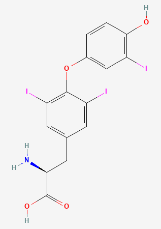 Two-dimensional chemical structure of Liothyronine (T3), as depicted by PubChem