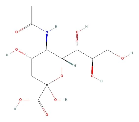 Two-dimensional chemical structure of N-Acetylneuraminic acid, as depicted by PubChem