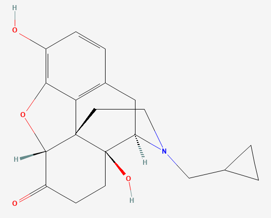 Two-dimensional chemical structure of Naltrexone, as depicted by PubChem