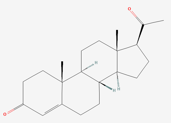 Two-dimensional chemical structure of Progesterone, as depicted by PubChem