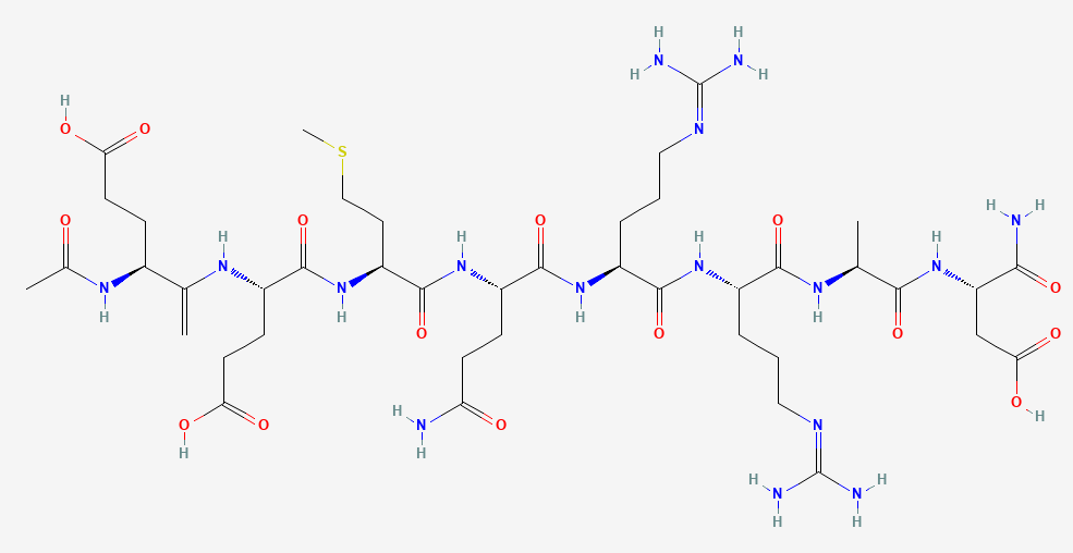 Two-dimensional chemical structure of Acetyl octapeptide-3 (SNAP-8), as depicted by PubChem