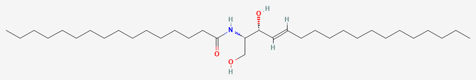 Two-dimensional chemical structure of C16 ceramide (Cer d18:1/16:0), as depicted by PubChem