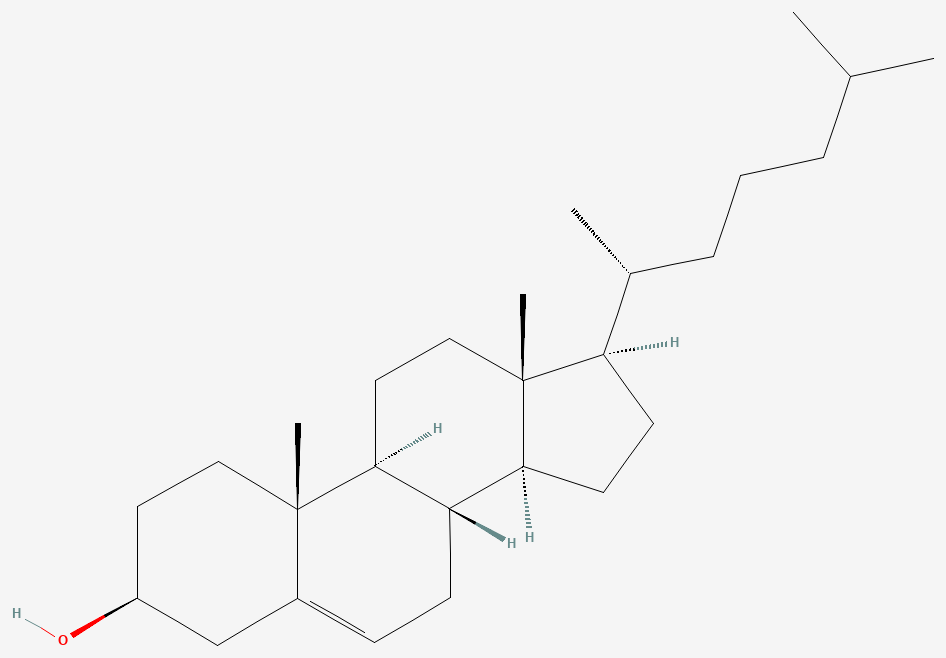 Two-dimensional chemical structure of Cholesterol, as depicted by PubChem