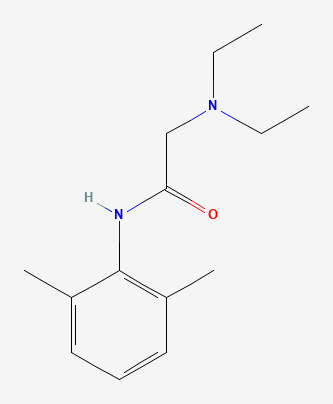 Two-dimensional chemical structure of Lidocaine, as depicted by PubChem