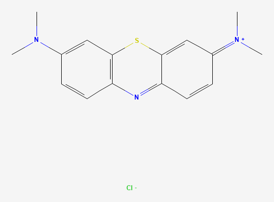 Two-dimensional chemical structure of Methylene blue, as depicted by PubChem
