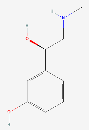 Two-dimensional chemical structure of Phenylephrine, as depicted by PubChem
