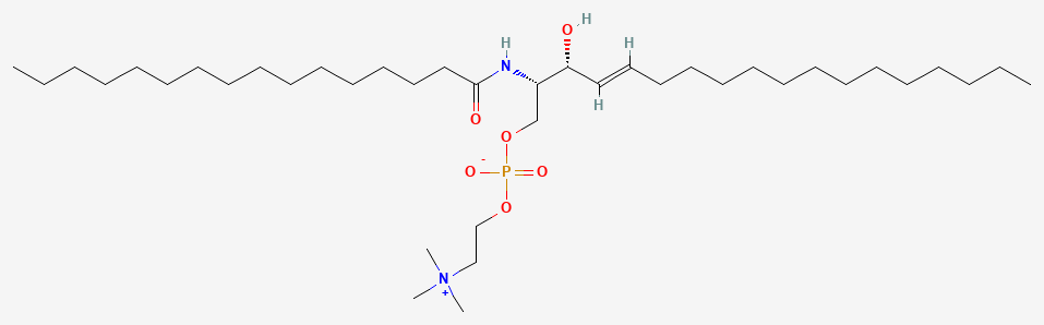 Two-dimensional chemical structure of N-Palmitoylsphingomyelin (SM d18:1/16:0), as depicted by PubChem